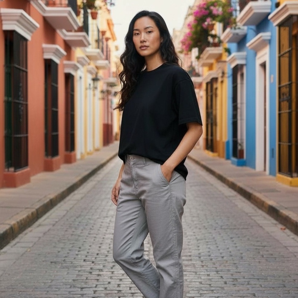 Eileen Fisher Gray Buttoned Trousers - Picture 3 of 3